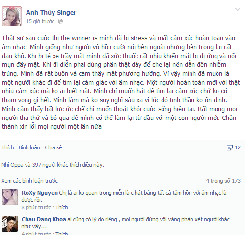 Anh Th&uacute;y đ&atilde; l&ecirc;n trang mạng facebook viết t&acirc;m thư gửi lời xin lỗi đến c&ocirc; Hằng &ndash; G&iacute;am đốc Trung t&acirc;m phẫu thuật thẩm mỹ Mimi spa v&agrave; ch&uacute; Minh ở C&aacute;t Ti&ecirc;n Sa
