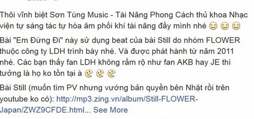 Nghi &aacute;n đạo nhạc của Sơn T&ugrave;ng MTP.