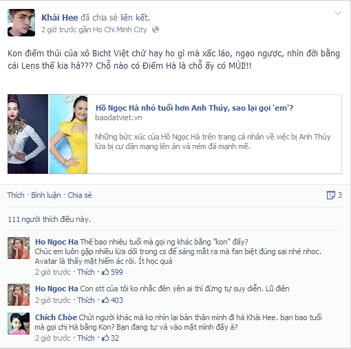 Anti- fan d&ugrave;ng lời lẽ kh&aacute; th&ocirc; tục khi n&oacute;i về Hồ Ngọc H&agrave;