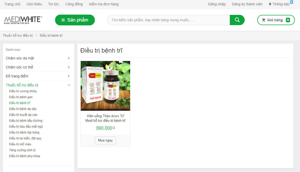 H&igrave;nh ảnh đăng tr&ecirc;n website của C&ocirc;ng ty TNHH Mỹ phẩm Medi White
