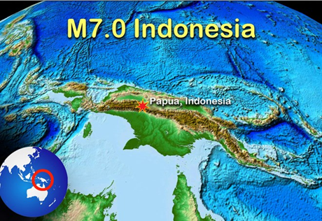 Trận động đất mạnh 7 độ richter đ&atilde; l&agrave;m rung chuyển tỉnh Papua của Indonesia