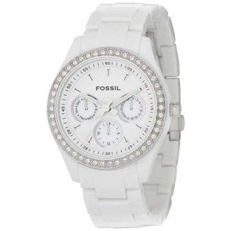 Fossil Women's ES1967 với vỏ th&eacute;p kh&ocirc;ng gỉ với nhựa trắng tinh kh&ocirc;i. Mặt đồng hồ c&oacute; đ&iacute;nh c&aacute;c hạt pha l&ecirc; cứng v&agrave; mặt đ&aacute; thạch anh từ Nhật Bản. Đ&acirc;y l&agrave; phi&ecirc;n bản d&agrave;nh cho ph&aacute;i nữ c&oacute; xu hướng hoạt động ngo&agrave;i trời, hay thể thao. Gi&aacute; của sản phẩm dao động khoảng 1,500,000-1,700,000.