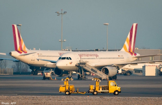 Đức hủy chuyến bay của h&atilde;ng h&agrave;ng kh&ocirc;ng Germanwings gồm gần 340 chuyến trong hai ng&agrave;y. Nguồn AFP