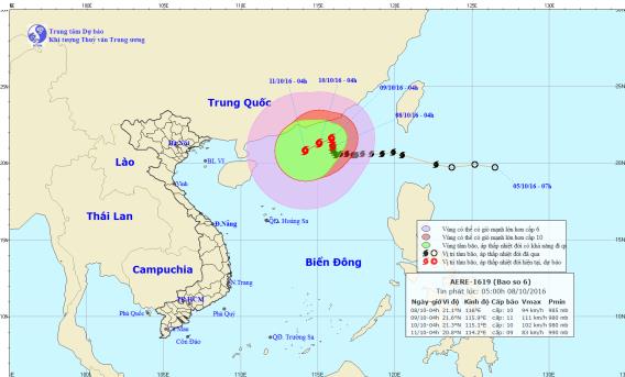 B&atilde;o số 6 gần như kh&ocirc;ng dịch chuyển trong 9 tiếng