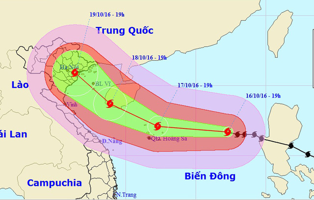 B&atilde;o số 7 tiến s&aacute;t v&ugrave;ng biển từ Quảng Ninh- Nam Định. ẢNh: TTKTTVTW 