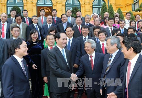 Chủ tịch nước gặp gỡ c&aacute;c t&acirc;n Gi&aacute;o sư, Ph&oacute; Gi&aacute;o sư