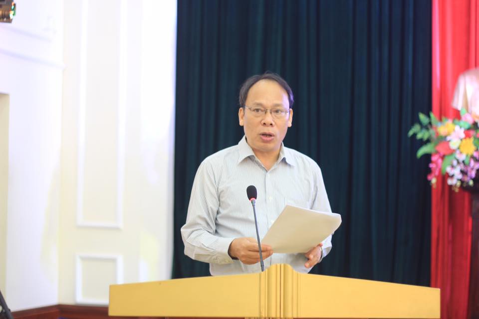 &Ocirc;ng Nguyễn Trọng Th&aacute;i - Ch&aacute;nh văn ph&ograve;ng Ủy ban ATGTQG ph&aacute;t biểu tại buổi họp b&aacute;o.