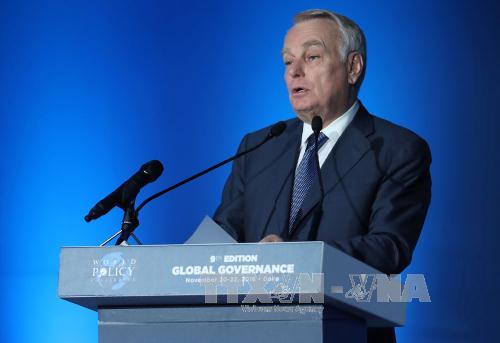  Chiến sự Syria: Ngoại trưởng Ph&aacute;p Jean-Marc Ayrault tại một hội nghị ở Doha, Qatar. Ảnh: AFP/TTXVN