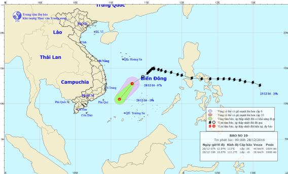 B&atilde;o số 10 - b&atilde;o Nockten suy yếu th&agrave;nh &aacute;p thấp nhiệt đới. Ảnh: TTKTTVTW
