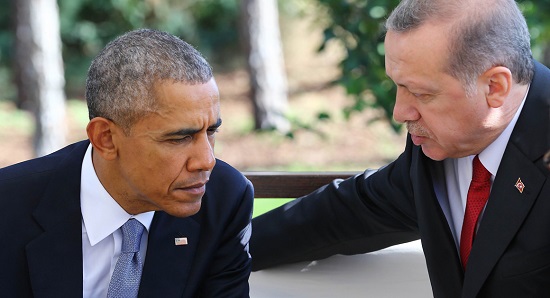 Khủng bố IS:  Tổng thống Mỹ Barack Obama (tr&aacute;i) v&agrave; Tổng thống Thổ Nhĩ Kỳ Tayyip Erdogan trong một cuộc gặp. Ảnh: Gettyimages