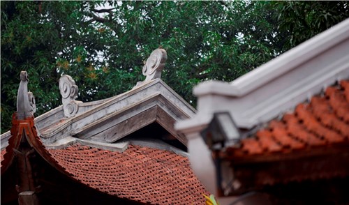 H&igrave;nh ảnh m&aacute;i che bia tiến sĩ cũ x&aacute;m cổ k&iacute;nh v&agrave; m&aacute;i mới được qu&eacute;t v&ocirc;i. Ảnh: Tiền Phong 