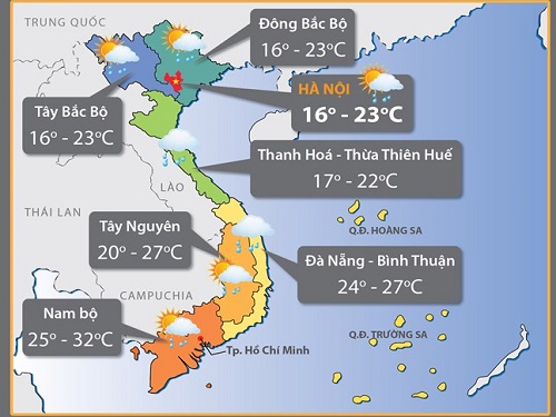 Dự b&aacute;o thời tiết: Mưa tr&ecirc;n diện rộng ở Trung Bộ những ng&agrave;y gi&aacute;p Tết