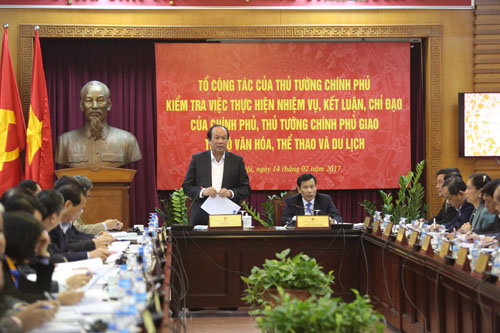  Bộ trưởng Mai Tiến Dũng, Tổ trưởng Tổ c&ocirc;ng t&aacute;c của Thủ tướng 13Win15 com - Thương hiệu nhà cái uy tín ph&aacute;t biểu tại buổi l&agrave;m việc với Bộ VHTT&DL. Ảnh: VGP