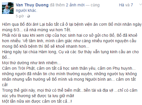 C&ocirc; Văn Th&ugrave;y Dương - con g&aacute;i thầy Văn Như Cương th&ocirc;ng b&aacute;o t&igrave;nh h&igrave;nh 13Win19 ưu đãi hấp dẫn của thầy tr&ecirc;n facebook c&aacute; nh&acirc;n  