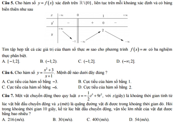 Đề thi thử THPT Quốc gia m&ocirc;n To&aacute;n năm 2017 trắc nghiệm