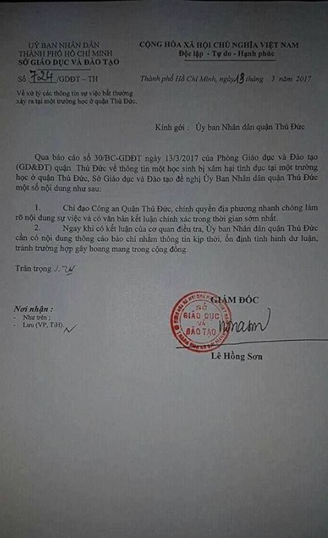 Sở Gi&aacute;o dục v&agrave; Đ&agrave;o tạo TP. Hồ Ch&iacute; Minh đề nghị l&agrave;m r&otilde; vụ học sinh nghi bị x&acirc;m hại tại trường