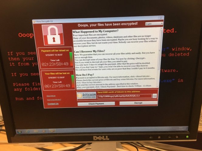 Một m&aacute;y t&iacute;nh bị nhiễm m&atilde; độc WannaCry thuộc hệ thống y tế c&ocirc;ng của Anh.  Ảnh: The Intercept 