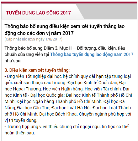  Th&ocirc;ng b&aacute;o tuyển dụng bổ sung của Agribank tr&ecirc;n website của ng&acirc;n h&agrave;ng n&agrave;y.