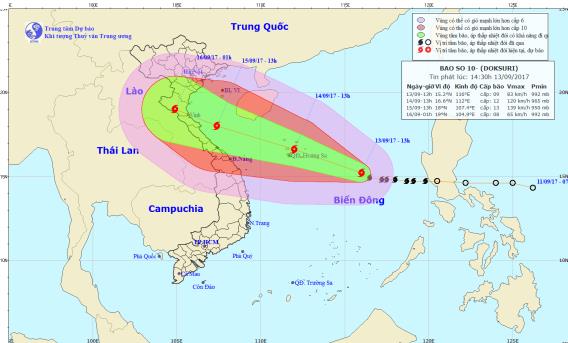  Cơn b&atilde;o số 10 sẽ l&agrave; cơn b&atilde;o mạnh nhất đổ bộ nước ta từ đầu năm. Ảnh: TTDBKTTVTW
