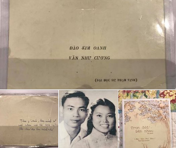  Thiệp cưới của thầy Văn Như Cương v&agrave; c&ocirc; Đ&agrave;o Kim Oanh. Ảnh: Facebook Văn Th&ugrave;y Dương