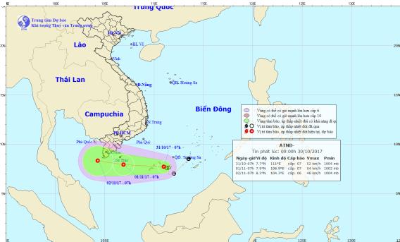  &Aacute;p thấp nhiệt đới sẽ g&acirc;y mưa lớn ở Nam Bộ. Ảnh: TTDBKTTVTW