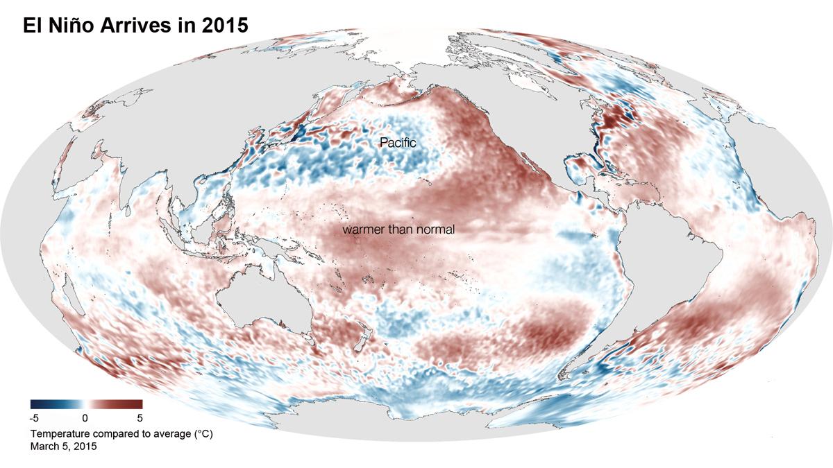 Hiện tượng El Nino xuất hiện năm 2015 l&agrave;m Tr&aacute;i Đất n&oacute;ng l&ecirc;n