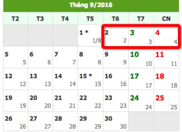 Lịch nghỉ lễ 2/9/2016, người 13Win18 cá cược thể thao được nghỉ 3 ng&agrave;y li&ecirc;n tiếp