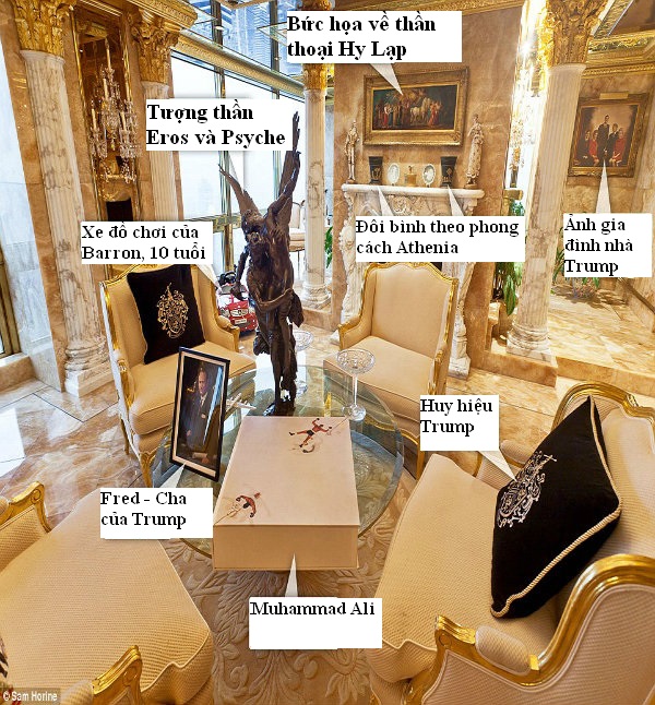 B&ecirc;n trong biệt thự d&aacute;t v&agrave;ng xa xỉ của Tổng thống Mỹ Donald Trump