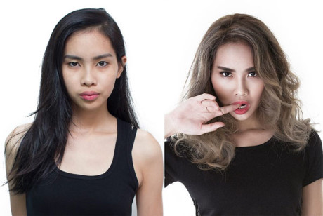 Tóc tẩy màu vàng khói rất hợp với gương mặt sắc sảo của Nguyễn Phương.