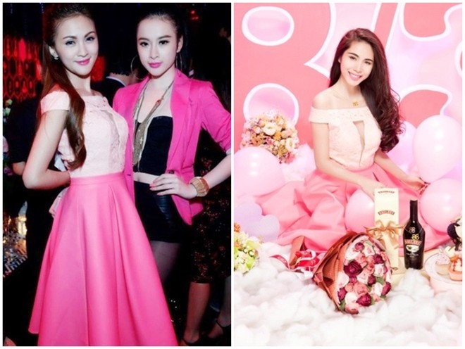 Kelly Tú Anh và Thủy Tiên đều sở hữu mẫu trang phục giống nhau như đúc. Người mẫu trẻ diện khi tham dự một sự kiện còn bà mẹ một con lại nữ tính trong bộ ảnh thời trang mừng ngày 8/3.