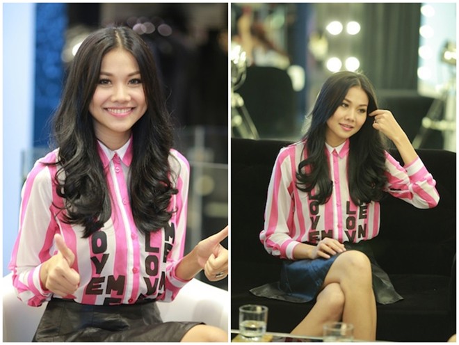Trong buổi gặp gỡ top 5 Vietnam Idol, siêu mẫu Thanh Hằng ăn vận khá đơn giản với áo sơ-mi và chân cháy xòe chất liệu da mềm. Trang phục không quá kiêu sa nhưng theo kịp xu hướng thế giới giúp nữ giám khảo Vietnam's Next Top Model trở thành mỹ nhân tinh tế và sành điệu của tuần vừa qua.