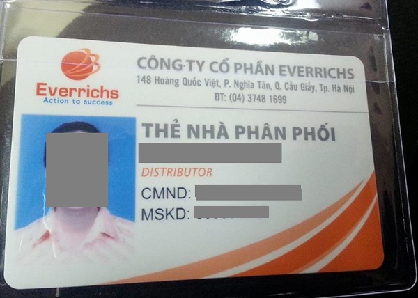Tấm thẻ m&agrave; &ocirc;ng Thanh n&oacute;i rằng đ&atilde; thay đổi ho&agrave;n to&agrave;n cuộc đời những người tham gia hệ thống đa cấp của Everrichs