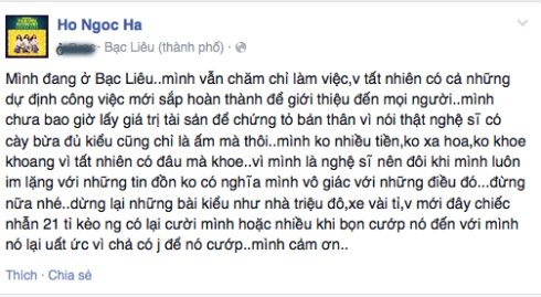 Hồ Ngọc H&agrave; v&ocirc; cũng bức x&uacute;c về tin đồn khoe nhẫn 21 tỷ