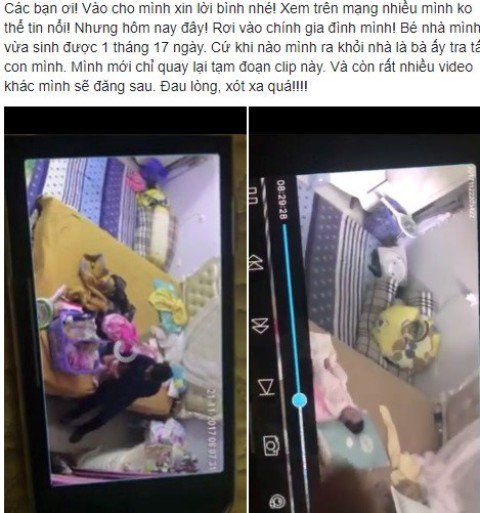 Mẹ b&agrave;ng ho&agrave;ng v&igrave; con hơn 1 th&aacute;ng tuổi bị người gi&uacute;p việc tung hứng, đ&aacute;nh đập d&atilde; man