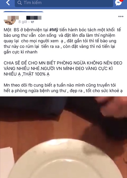 Thực hư clip 'tế b&agrave;o ung thư' h&uacute;t v&agrave;ng, sợ tỏi sống đang g&acirc;y sốt cộng đồng mạng