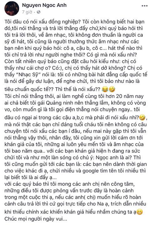 Ca sĩ Ngọc Anh g&acirc;y sốc khi ch&ecirc; bai thậm tệ Chi Pu, Miu L&ecirc;, OnlyC, Chi D&acirc;n