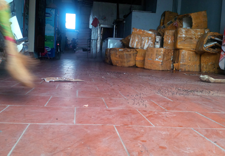 Chủ nhân cơ sở kem cho biết, mỗi ngày quét gần chục xẻng ruồi nhặng chết nhưng vẫn không vãn.