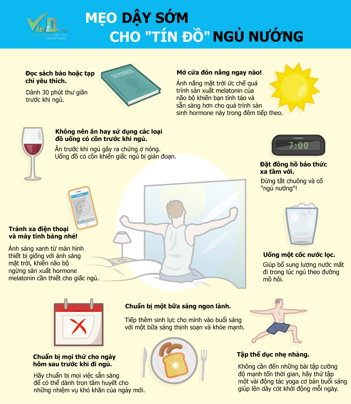 Infographic đẹp: Mẹo dậy sớm cho 't&iacute;n đồ' ngủ nướng
