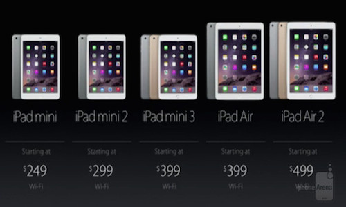 Ipad Air 2 ra mắt với gi&aacute; 499USD c&ugrave;ng l&uacute;c h&agrave;ng loạt mẫu Ipad tiền nhiệm của Apple giảm gi&aacute;
