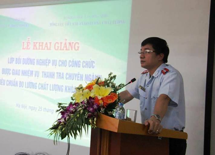 &Ocirc;ng Trịnh Đ&igrave;nh To&agrave;n, Ph&oacute; Hiệu trưởng Trường C&aacute;n bộ Thanh tra ph&aacute;t biểu khai giảng lớp bồi dưỡng