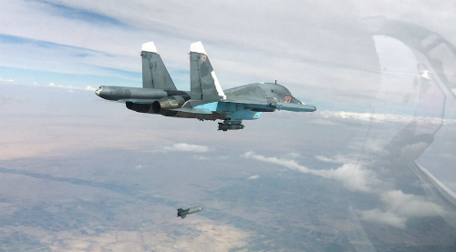 M&aacute;y bay Su-34 kh&ocirc;ng k&iacute;ch tổ chức khủng bố IS ở Raqqa