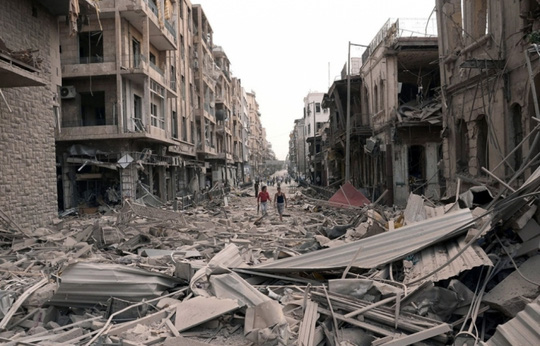 Cảnh hoang t&agrave;n ở TP Aleppo