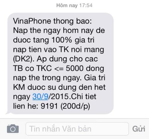 khuyến m&atilde;i của vinaphone
