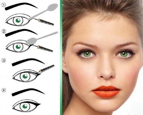 Thực hiện c&aacute;c bước trong h&igrave;nh vẽ để c&oacute; đu&ocirc;i mắt đẹp hơn 
