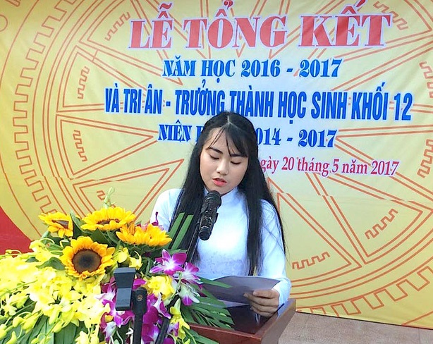 Hạnh Ng&acirc;n c&oacute; b&agrave;i ph&aacute;t biểu x&uacute;c động trong buổi lễ tri &acirc;n - trường th&agrave;nh