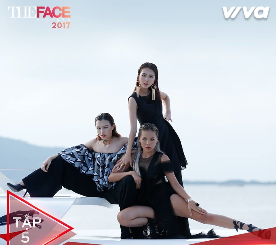 Team Ho&agrave;ng Th&ugrave;y c&aacute; t&iacute;nh trong buổi chụp h&igrave;nh tr&ecirc;n boong t&agrave;u The Face tập 5