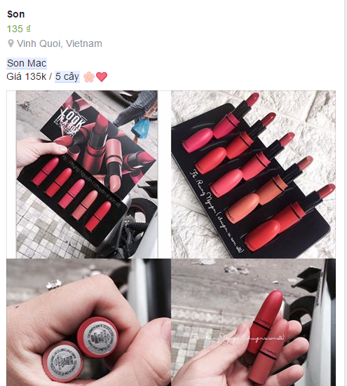 Những mức gi&aacute; kh&aacute;c nhau cho c&ugrave;ng một set son M.A.C nhưng vẫn 'rẻ b&egrave;o'