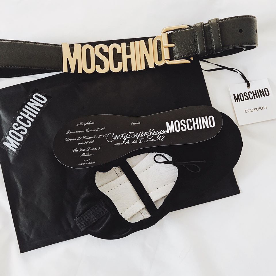 V&eacute; mời của nh&atilde;n hiệu thời trang Moschino d&agrave;nh tặng Kỳ Duy&ecirc;n