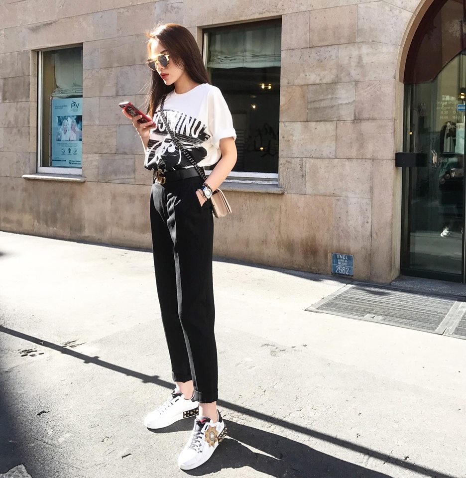 Street style của Kỳ Duy&ecirc;n tại Milan