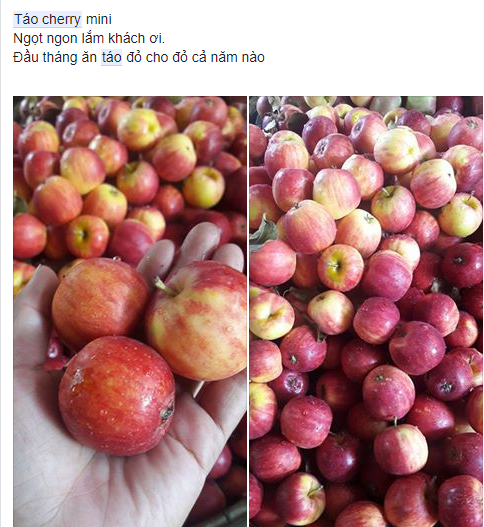 T&aacute;o cherry được giao b&aacute;n tr&ecirc;n mạng x&atilde; hội